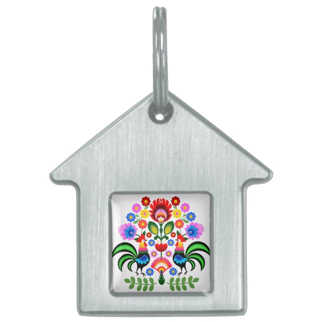 Blommor från Folkloristisk mönster ID-bricka Husdjur (Framsidan)
