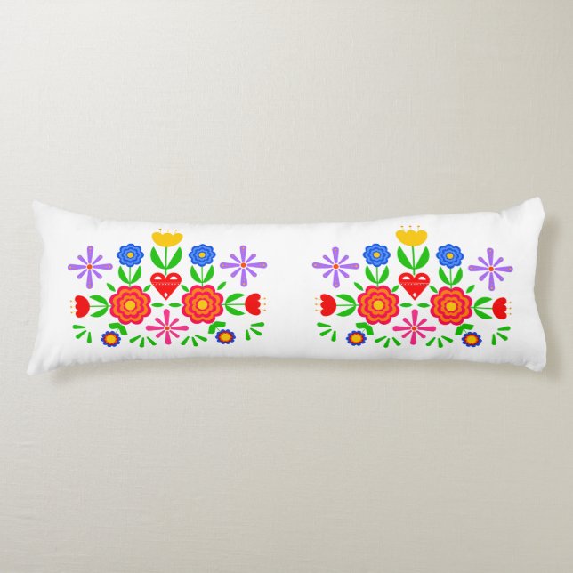 Blommor från Folkloristisk mönster Kroppskudde (Framsidan)