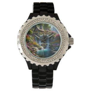 Blommor från fredliga bergshytter armbandsur