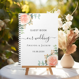 blommor från Guest bok bröllop vit ros guld Anteckningsbok