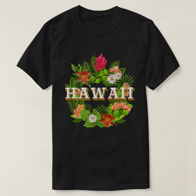 Blommor från Hawaii Ord Art - Hawaii Pride T Shirt (Design framsida)