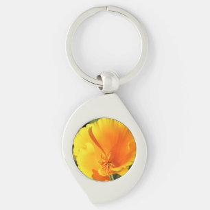 Blommor från Kalifornien-vallmo Swirl Silverfärgad Nyckelring
