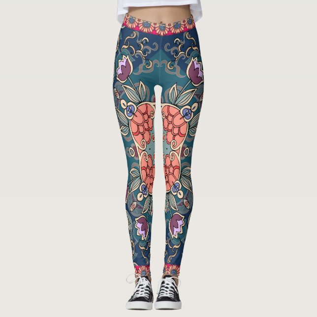 Blommor från Lilac tulip, blommigten ram. Leggings (Framsida)