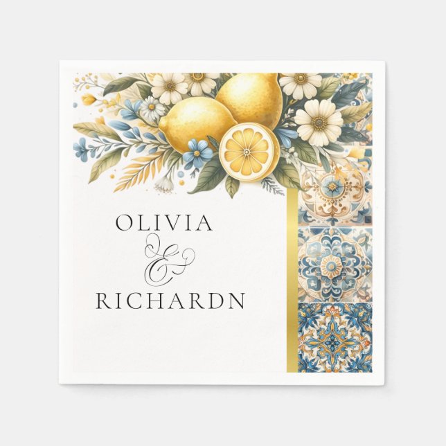 Blommor från Medelhavsregionen (italiensk Positano Pappersservett (Framsidan)