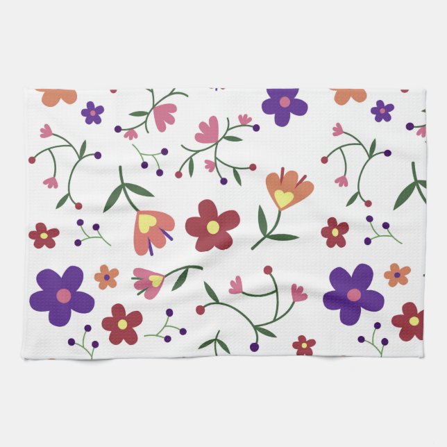 Blommor från mönster kökshandduk (Horisontell)