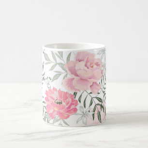 Blommor från Peonies rosa ros Kaffemugg