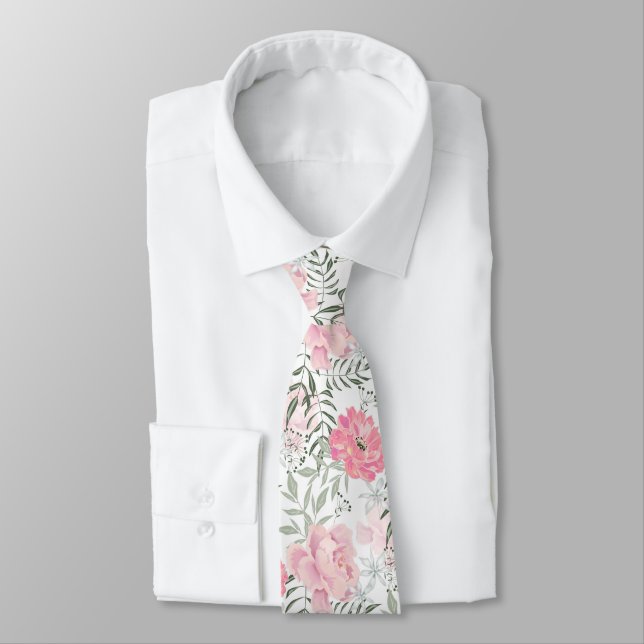 Blommor från Peonies rosa ros Slips (Bunden)