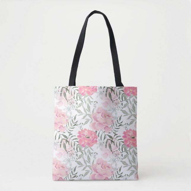 Blommor från Peonies rosa ros Tygkasse (Framsida)