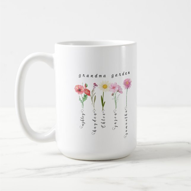 Blommor från personligens mormor- och trädgårdsodl kaffemugg (Vänster)