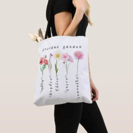Blommor från personligens mormor- och trädgårdsodl tygkasse