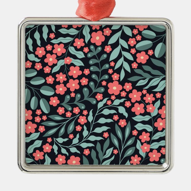 blommor från rosa retrostil i Norden stil Julgransprydnad Metall (Framsidan)