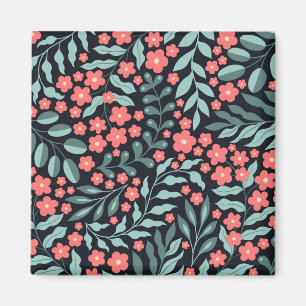 blommor från rosa retrostil i Norden stil Magnet