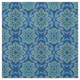 Blommor från snö, blommönster blått och myntsnöflu tyg