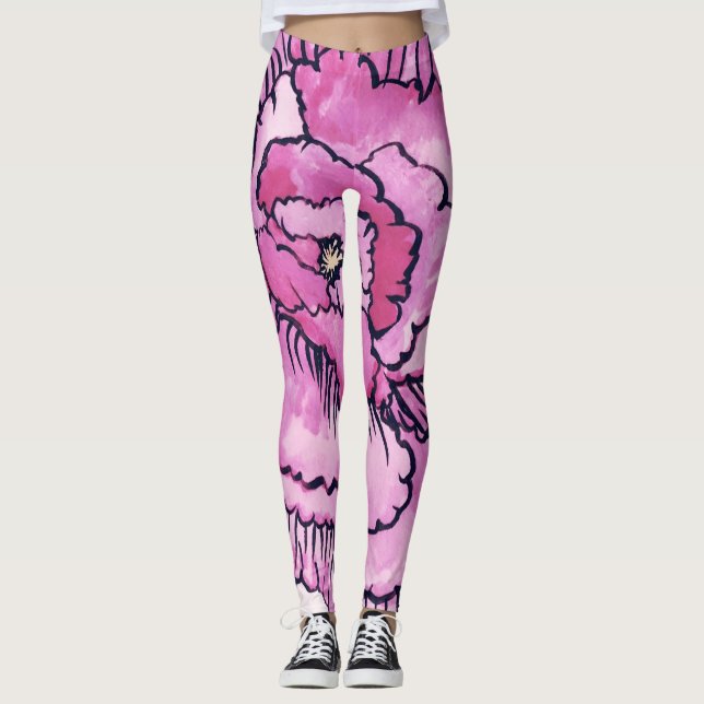 Blommor från stora rosor  leggings (Framsida)