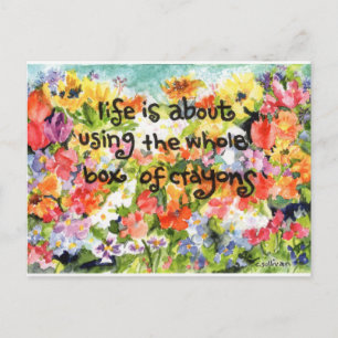 blommor från vattenfärgsmålare + uppslag vykort