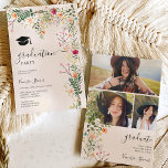 Blommor från vilden vår studenten inbjudningar<br><div class="desc">Klass 2024! Bohemian Meadow pastel vild blommor vår sommar 3 foton studenten party med blommor från söt vild land i boho retro orange,  red,  persiko,  grönt löv,  fern och mer,  med en borstad manustypografi på en elegant som kan redigeras med en mjuk beige elfenbensbakgrund.</div>