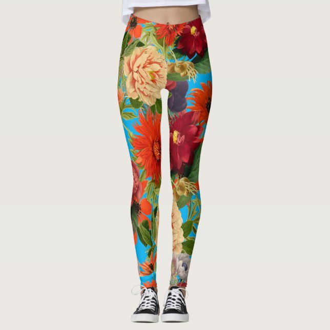Blommor från vintagen lycklig mönster leggings (Framsida)