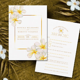 Blommor från White guld Frangipani bröllop OSA Kort