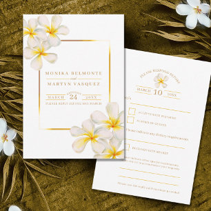 Blommor från White guld Frangipani bröllop OSA Kort