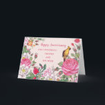 Blommor Friend och hans fru på årsdagen Kort<br><div class="desc">Lycklig bröllop-årskort för vän och hans fru med söt vår blommor och fåglar och hjärtlig vers.</div>