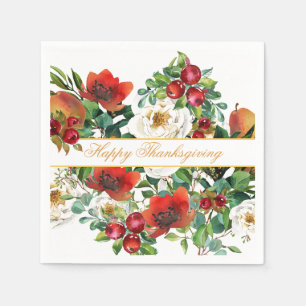 Blommor, frukt- och rödbär, Thanksgiving Pappersservett