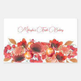 Blommor, frukter och bär matklistermärke rektangulärt klistermärke