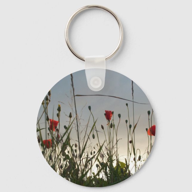 Blommor - fyra röda poppies nyckelring (Framsida)
