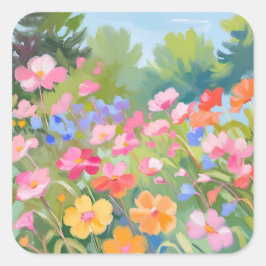 Blommor Fyrkantigt Klistermärke