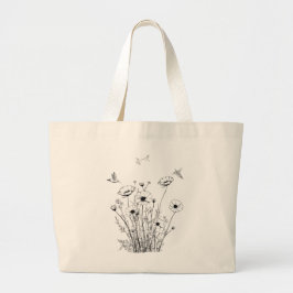 Blommor Garden in Black & White Tote Bag Jumbo Tygkasse