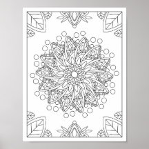 Blommor Garden Mandala Coloring Poster