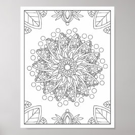 Blommor Garden Mandala Coloring Poster