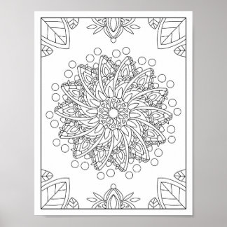 Blommor Garden Mandala Coloring Poster