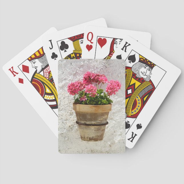 Blommor | Geranium i blomning i Pot Casinokort (Baksidan)