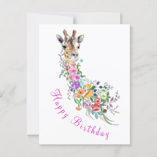 Blommor Giraffe Birthday Card Vykort