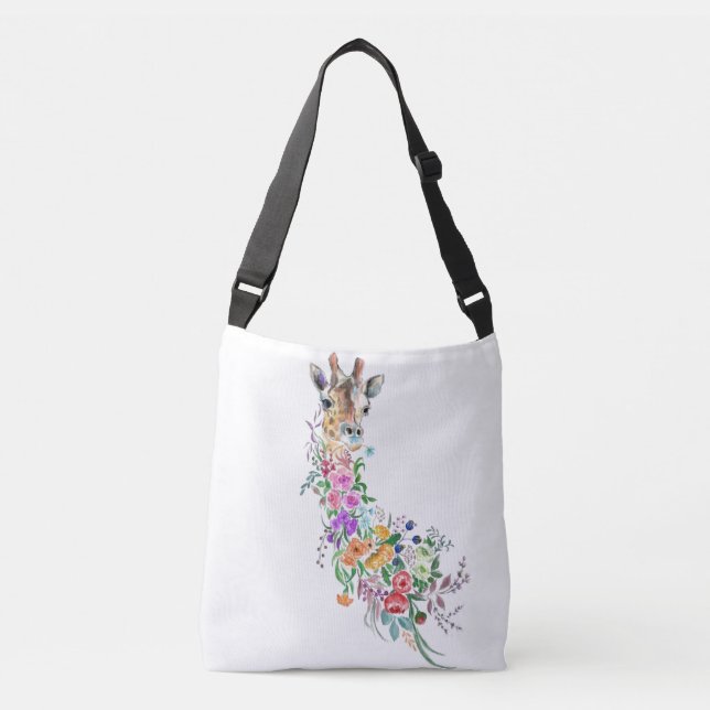 Blommor Giraffe Crossbody Bag Axelväska (Framsida)