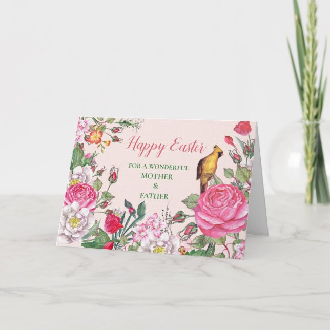 Blommor Glad påsk Mor och Far Helgkort (Framsida)