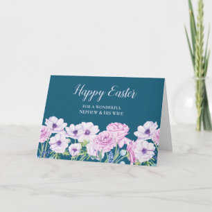 Blommor Glad påsk Nephew och hans fru Helgkort