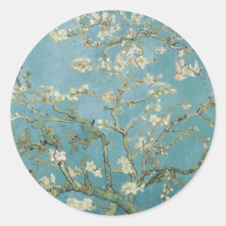 Blommor Gogh Grenar Mandelblomning Natur Runt Klistermärke