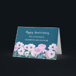 Blommor Grandson och Hans fru Årsdag Kort<br><div class="desc">Lycklig bröllop-årskort för barnson och hans fru med blommor av söt lila,  vattenfärg och hjärtlig vers.</div>