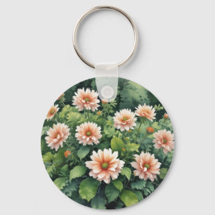 Blommor Grey Elegant Watercolor Nyckelring