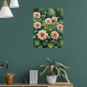 Blommor Grey Elegant Watercolor Poster
