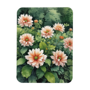 Blommor Grönska Elegant Akvarell Magnet