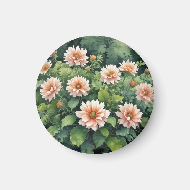 Blommor Grönska Elegant Akvarell Magnet (Framsidan)