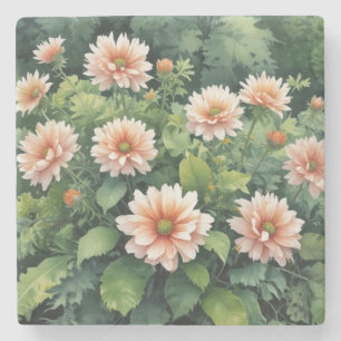 Blommor Grönska Elegant Akvarell Stenunderlägg