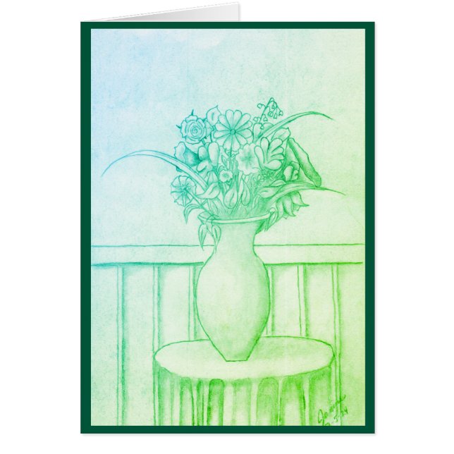 Blommor - Grönt OBS Kort (Framsidan)