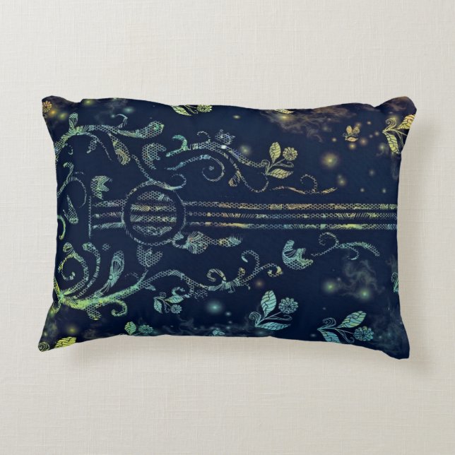 Blommor Guitar Art-dekorfärg Prydnadskudde (Baksidan)