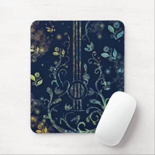 Blommor Guitar Art Mouse Pad Musmatta