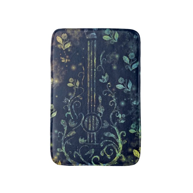 Blommor Guitar Bath Mat Modern Design Badrumsmatta (Framsidan (Vertikal))