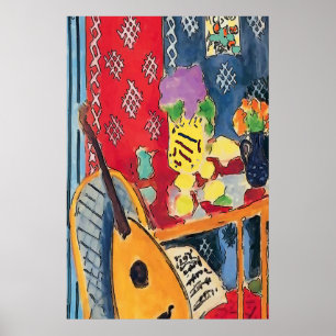 Blommor Guitar och kaffe Kopp Poster