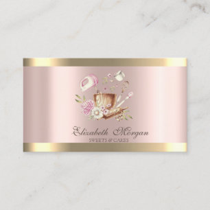 Blommor Guld Rand Roséguld Bakatverktyg Visitkort